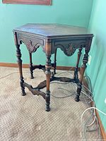 Full view showing table shape, legs, apron