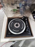 Top view of JCPenney turntable with dust cover open