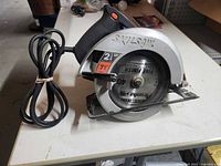 Front view of Skil Skilsaw 5150 circular saw showing blade, guard, handle and cord
