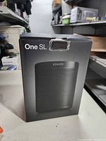 Front of Sonos One SL retail box showing product image