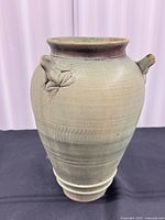 Full view of vase showing shape, glaze, and both frog appliqués