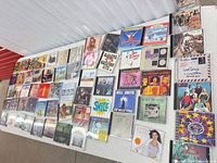 Full overhead view of entire CD lot laid out on table