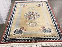 Full rug with fringe, showing overall design and colours