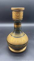 Front view of glass hookah base showing overall design and gold decoration