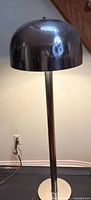 Full view of chrome mushroom floor lamp