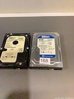 Front view of both WD800 hard drives showing labels and capacities