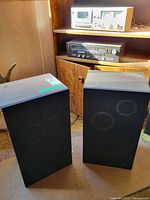 Pair of Garlin Marketing ESP 330 tower speakers front view