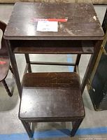 Desk and stool front view