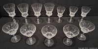 All 12 crystal glasses front and back rows