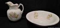 pitcher and wash basin set side by side