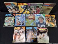 Front view of ten magazines laid out in two rows