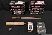 Full lot with eight phone boxes, tools, flash, calculator