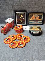 Full group shot showing all advertising items