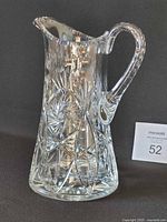 Right side view of cut crystal pitcher