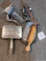 Group shot of all five vintage kitchen tools