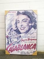 Front view of framed Casablanca poster with corner protectors