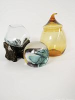 All three art glass items together