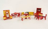 Full view of all miniature furniture pieces
