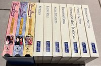 Spines of ten Jenny Craig VHS tapes showing all titles