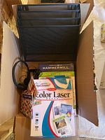 overview showing organizer, paper packs, headset, note cards