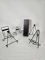 Group shot of six display stands