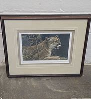 Full view of framed Robert Bateman cougar print