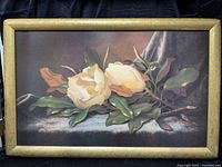 Frontal view of framed magnolia print