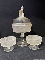 Compote with lid and two matching dessert glasses