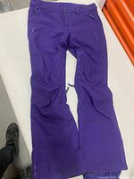 Front view of women’s purple snowboarding pants