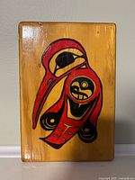 Front view of wooden plaque showing full hummingbird artwork