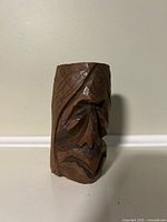 front view of wood carving