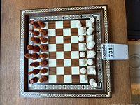 Top view of board and all pieces set up