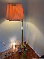 Full group: floor lamp, two table lamps, candlesticks, platter