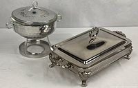 Full view of both casserole serving sets side by side