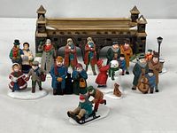 Group shot showing all figurines and Stone Train Trestle