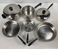 All cookware items arranged overhead