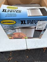 Retail box showing Butterball XL Electric Fryer branding and product image