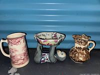 Front view of all three ceramic items