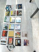 Entire collection of 19 CDs laid out