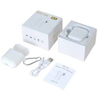 Complete contents: earbuds, charging case, cable, manual, carabiner clip, retail boxes