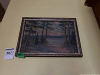 Front view of framed oil painting landscape