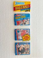 Front view of sealed 1991 Donruss Baseball value pack showing header card, value-pack sleeve, inner packs