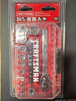 Front view of sealed Craftsman 24-piece socket and bit set
