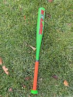 Full view of Rawlings Raptor youth bat on grass