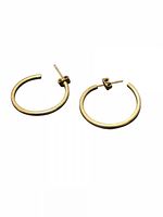 Front view of both 10k gold hoop earrings showing overall shape