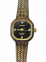 Front view showing dial, diamonds, bezel and bracelet