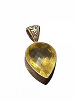 Front view showing pear citrine and bezel setting