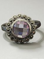 Front view showing amethyst and marcasite halo