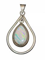 Front view of sterling silver pendant with opal