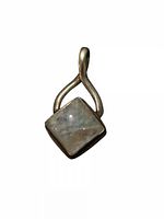 Front view of square moonstone pendant showing stone and bail